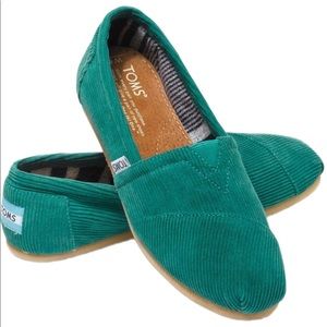 TOMS Teal Green Corduroy Classic Flats Size 7